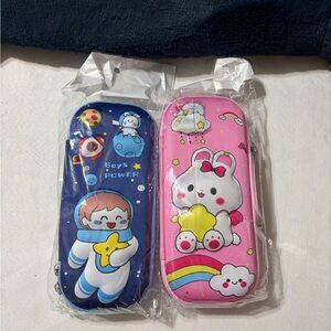 Cute Cartoon Pencil Cases - Blue and Pink